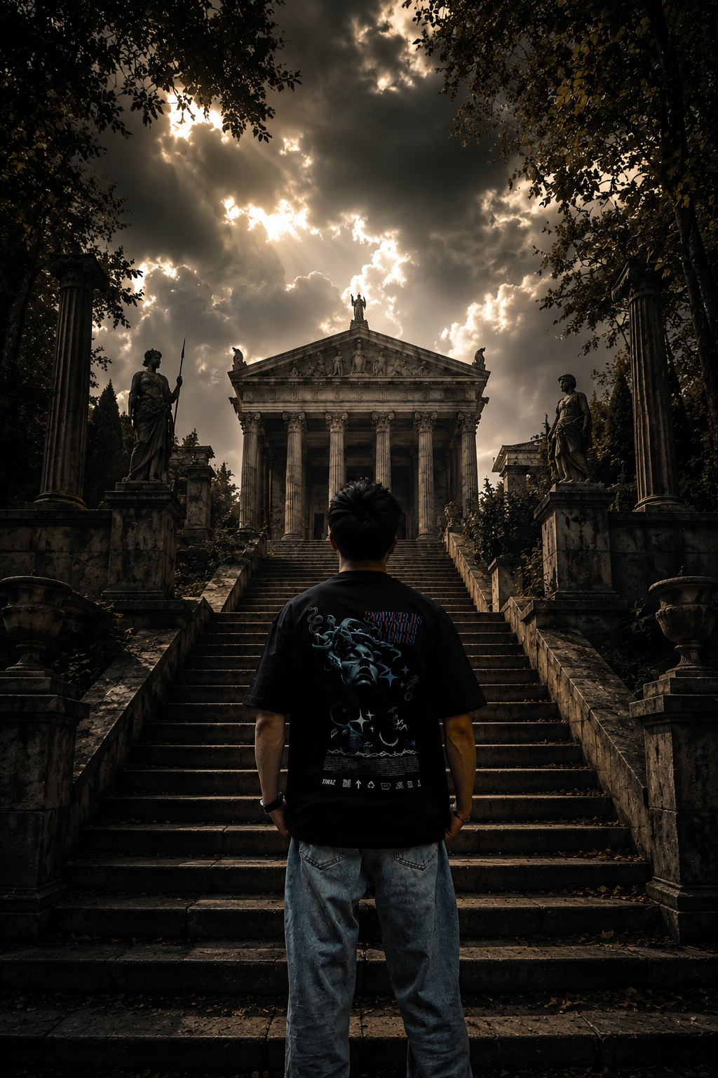 T-shirt oversize noir TIWAZ Olympe Medusa